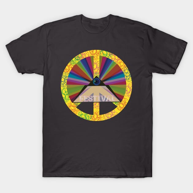 Music Festival  - Peace Symbol T-Shirt by KateVanFloof